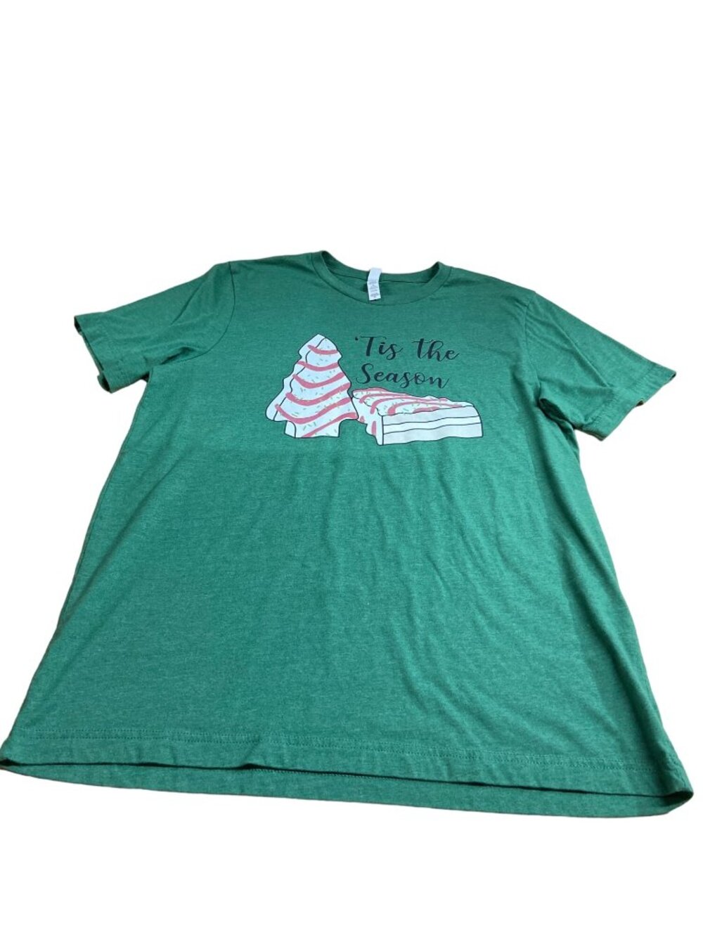 Tis The Season Christmas Tree Graphic Tee XL Green Cozy Cottagecore Holiday
